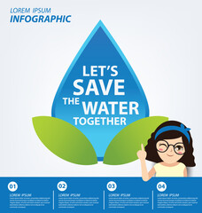 Save water concept. Infographic template. Vector illustration.