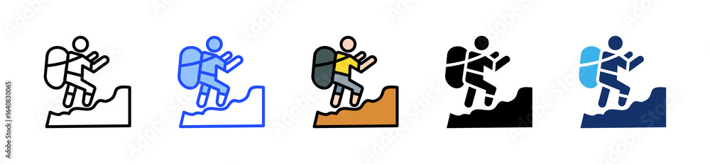 Poster hard work icon collection with multiple styles
