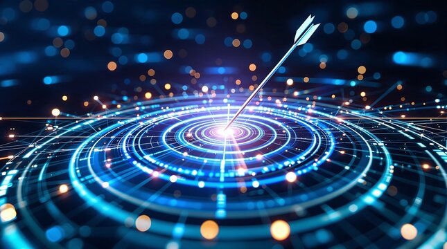 Arrow hitting target abstract technology background precision and accuracy concept