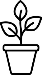Stylized illustration of a potted green houseplant with simple leaves