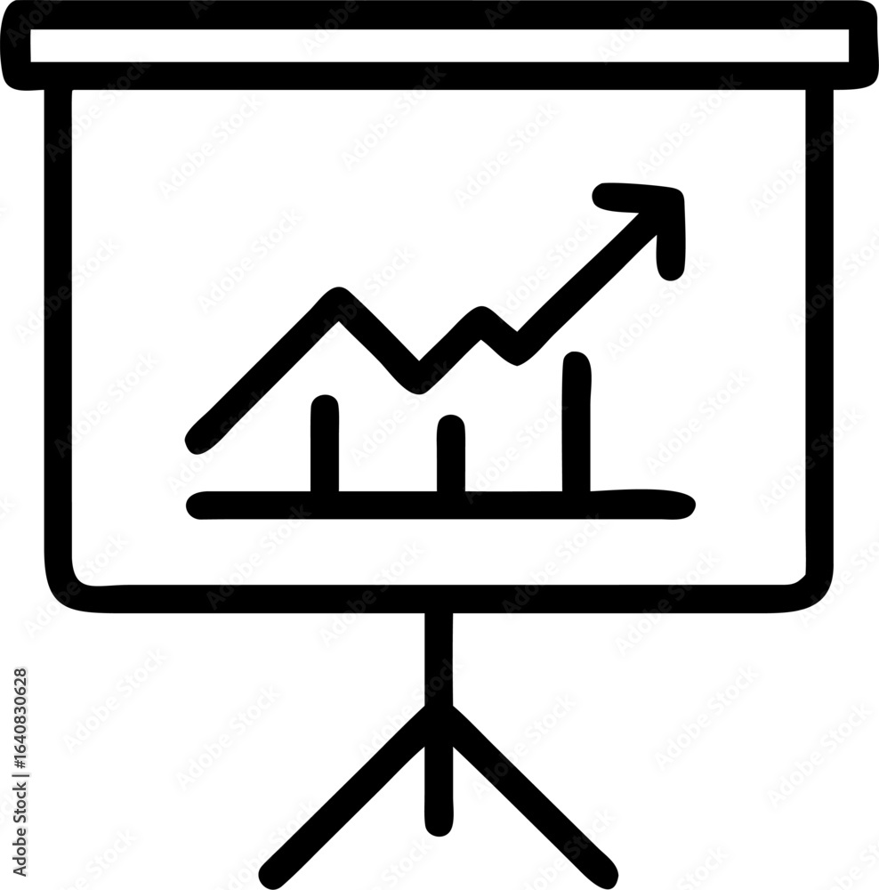 Poster business growth chart on a presentation board with data visualization elements