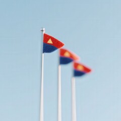 ASEAN flag waving in unity concept, calm background, golden hour light