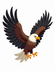 Realistic bald eagle in mid-flight with talons forward
