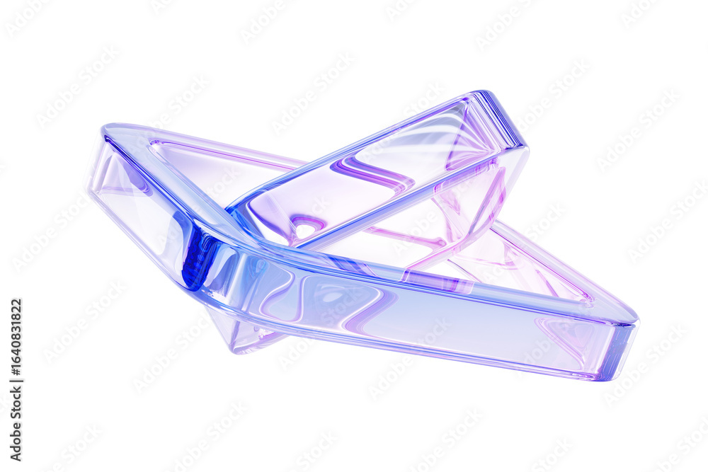 Poster 3d crystal glass square frame shapes with holographic light effect in motion. abstract iridescent tr
