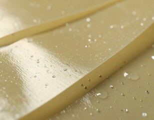 Close-up of pale yellow, glossy slices with water droplets