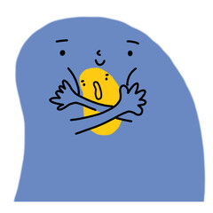 Naklejka premium smiley face in the clouds blue bubble gum cartoon and friend