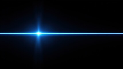 Abstract Blue Laser Light Beam on Dark Background, Reflective Surface, Futuristic Design Element, Science and Technology Concept Artwork