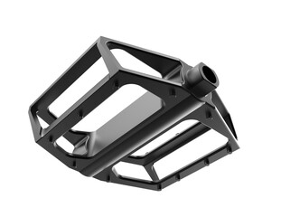 Sleek Black Bicycle Flat Pedal Isolated on White Background. Modern Design Bike Component for Mountain, Road, BMX Cycling. High-Quality Cycling Equipment for Active Lifestyle and Performance.