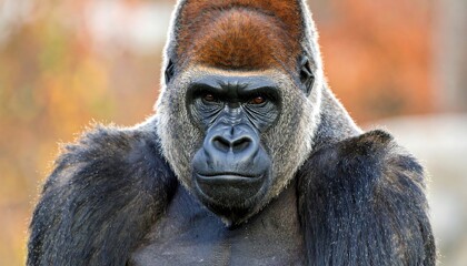 Close-up portrait of a large gorilla