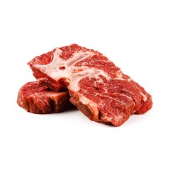 Fototapeta premium Raw beef steaks with bone on white background.