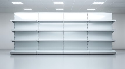 Empty Retail Shelving Unit in Store, Supermarket or Shop, Ready for Merchandise Display