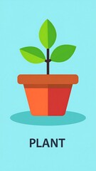 Simple illustration of a potted plant with three leaves