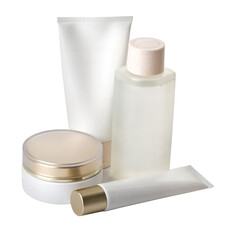 Set of cosmetic bottles creating a luxurious skincare concept