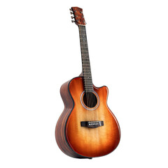 Obraz premium Acoustic guitar, wood grain, reddish-brown, profile view