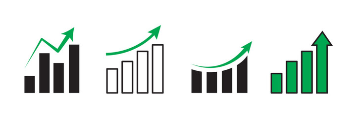 Stats icons set in black filled and stroke line style
