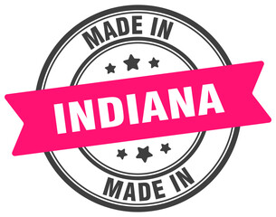 Made in Indiana round sign. Made in Indiana stamp.