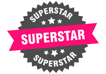 superstar. superstar round pink label isolated on transparent background