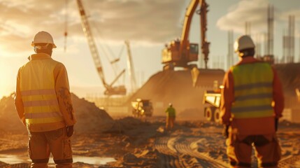 Construction workers working on construction site
