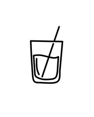 A minimalist one-line illustration of a glass with a straw. Represents refreshment, beverages, and modern drinkware in a clean and simple design.