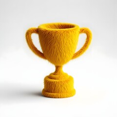 Yellow furry trophy award concept design idea for winning achievement and competition