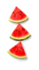Fresh watermelon slices summer fruit healthy eating refreshing snack on white background