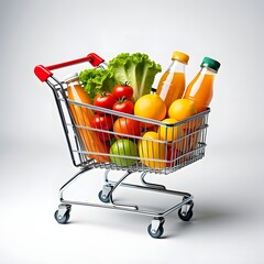 Shopping cart full of fresh produce healthy food grocery shopping healthy lifestyle diet