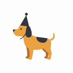 Cute Cartoon Dog Wearing a Party Hat on White Background for Festive Celebrations and Pet-Themed Designs