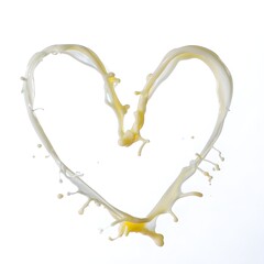 Milk splash heart shape love dairy product white background healthy drink concept art