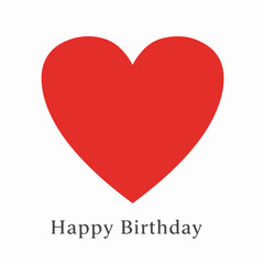 Simple Red Heart with "Happy Birthday" Text on White Background, Ideal for Greeting Cards and Celebration Designs