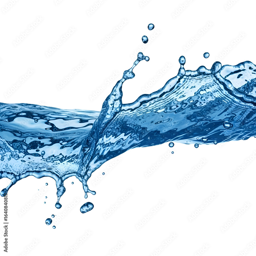 Poster water splash flows dynamically: transparent background