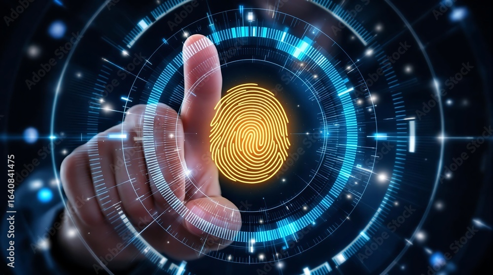 Poster fingerprint scan technology for security and identification system concept design