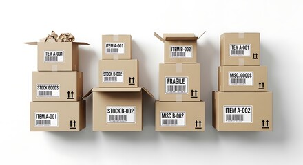 Fototapeta premium Cardboard Boxes Stacked for Shipping or Storage