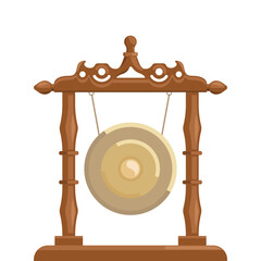 traditional musical instrument gong vector illustration  hanging in place  for element and musical decoration graphic