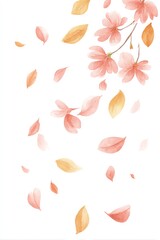 Obraz premium Falling Peach and Gold Petals and Flowers