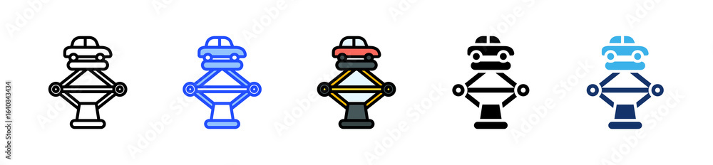 Aufkleber hydraulics system icon collection with multiple styles