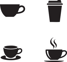 Obraz premium Set of Coffee Cup silhouette vector illustration isolated On Transparent Background