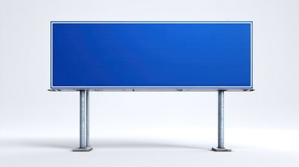 Obraz premium Blank Blue Billboard Mockup for Advertising and Marketing Campaigns Isolated on White Background, Eye-Level Shot