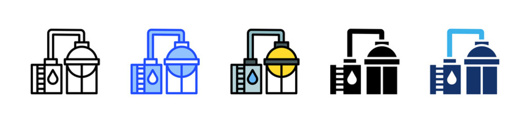Oil Refinery Icon Collection With Multiple Styles
