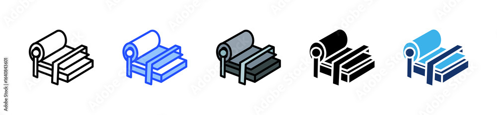 Poster paper mill icon collection with multiple styles