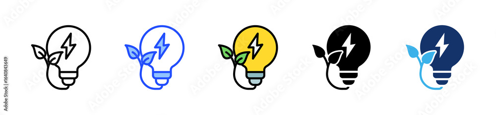 Poster energy efficiency icon collection with multiple styles