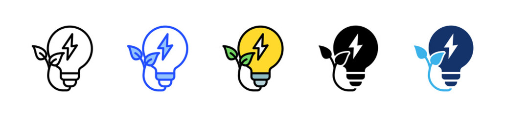 Energy Efficiency Icon Collection With Multiple Styles
