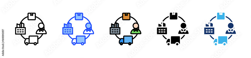 Poster supply chain icon collection with multiple styles