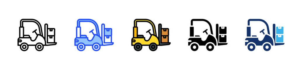 Forklift Icon Collection With Multiple Styles