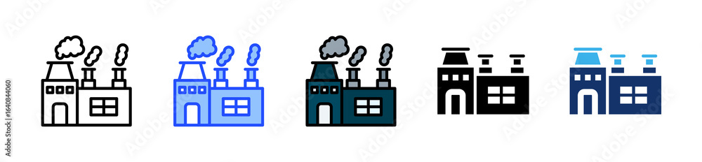 Poster factory icon collection with multiple styles