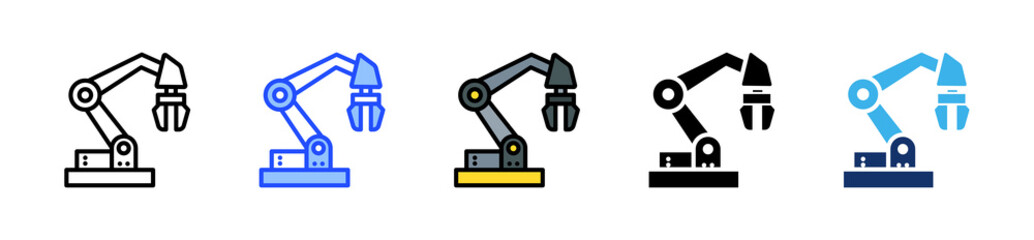 Robot Arm Icon Collection With Multiple Styles