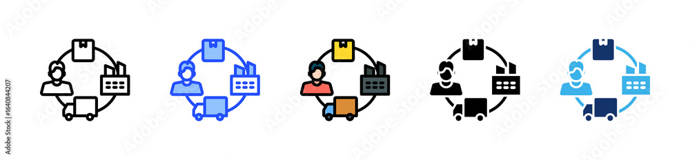 Poster supply chain icon collection with multiple styles