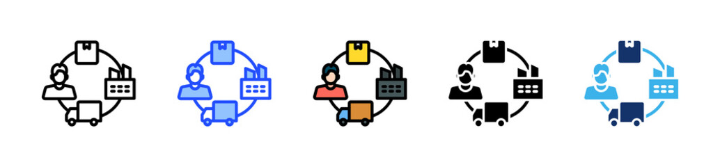 Supply Chain Icon Collection With Multiple Styles