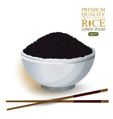 Rice Bowl and chopstick. Vector illustration.