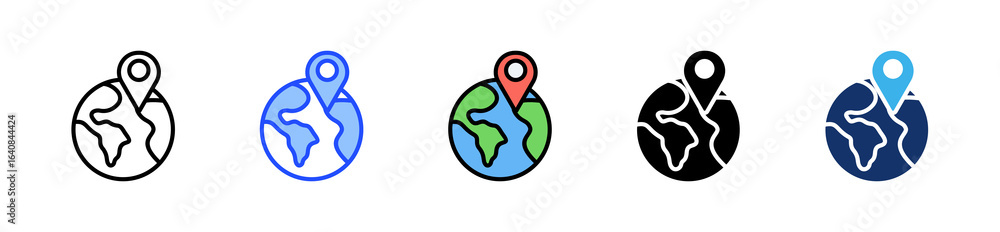 Poster world icon collection with multiple styles