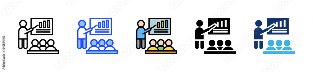 Poster training icon collection with multiple styles